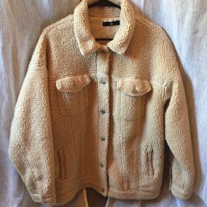 Cozy Cream Teddy Bomber Jacket